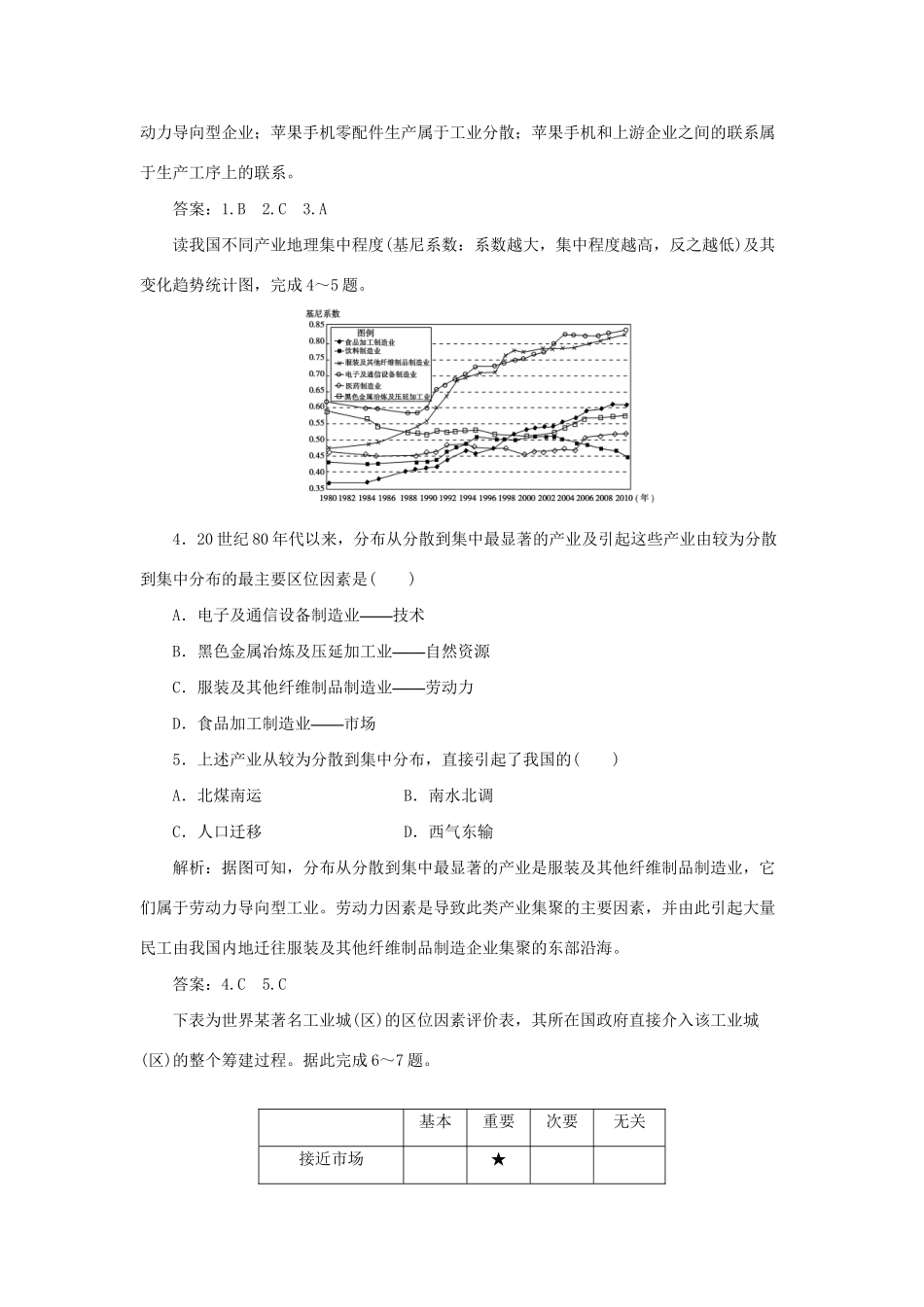 高考地理二轮复习 第一部分 专题七 工业布局与产业转移（2）限时训练-人教版高三地理试题_第2页