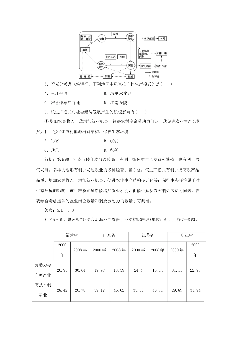 高考地理二轮复习 第一部分 专题十 区域资源开发与区域经济发展（2）限时训练-人教版高三地理试题_第3页