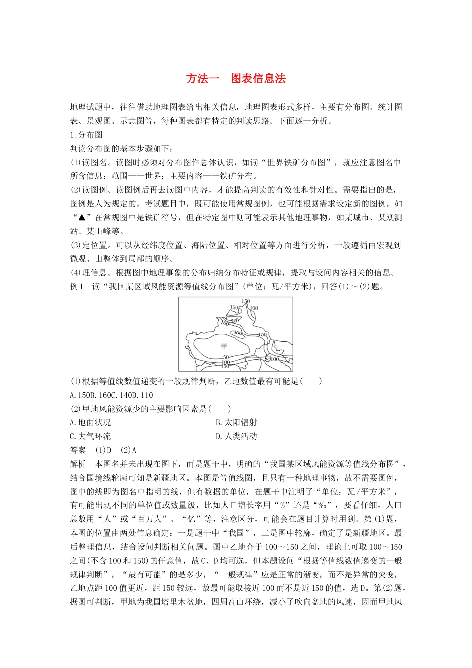 高考地理三轮冲刺 考前3个月 解题方法规范选择题 方法一 图表信息法-人教版高三地理试题_第1页