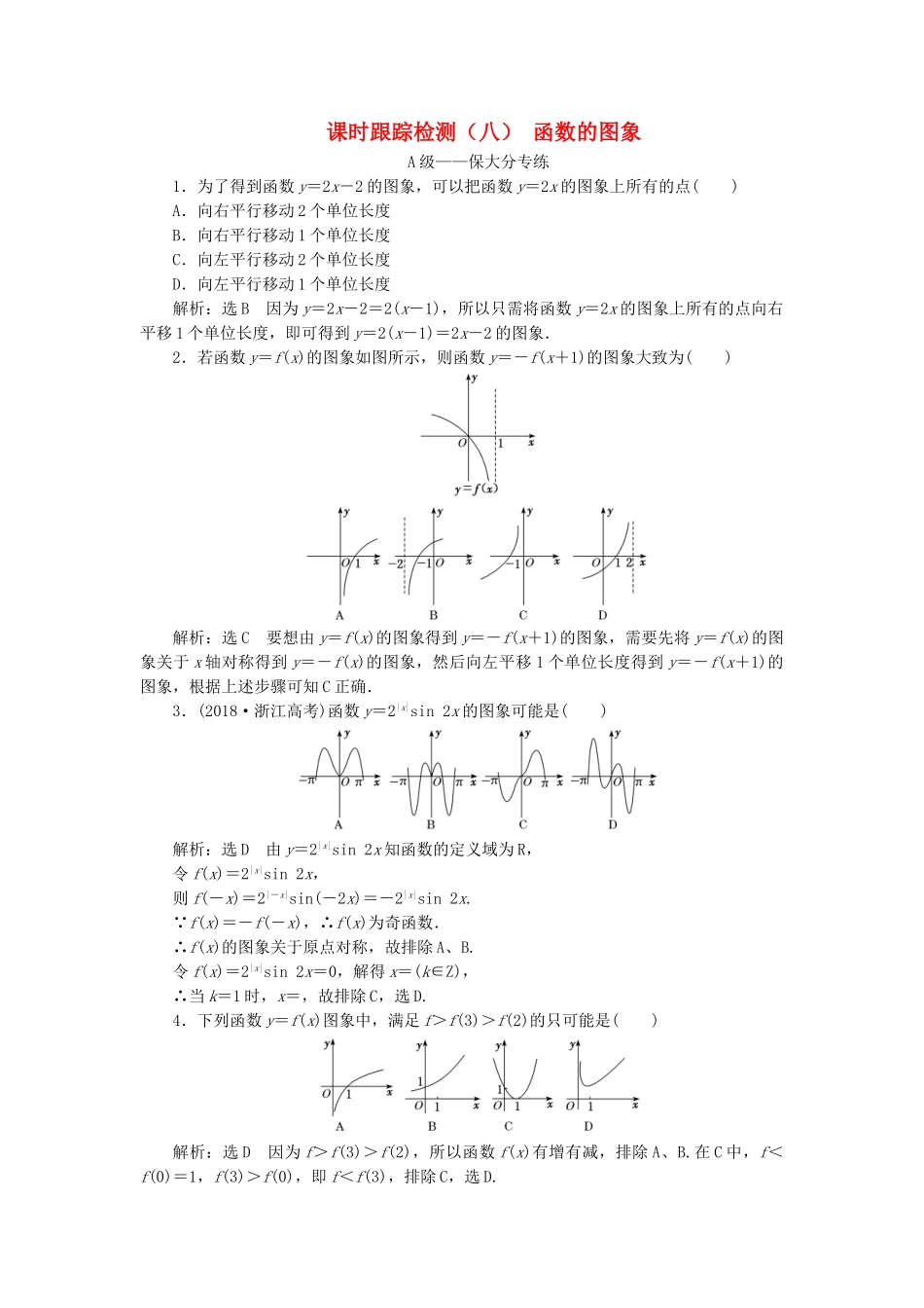 高考数学一轮复习 2.5 函数的图象检测 文-人教版高三数学试题_第1页