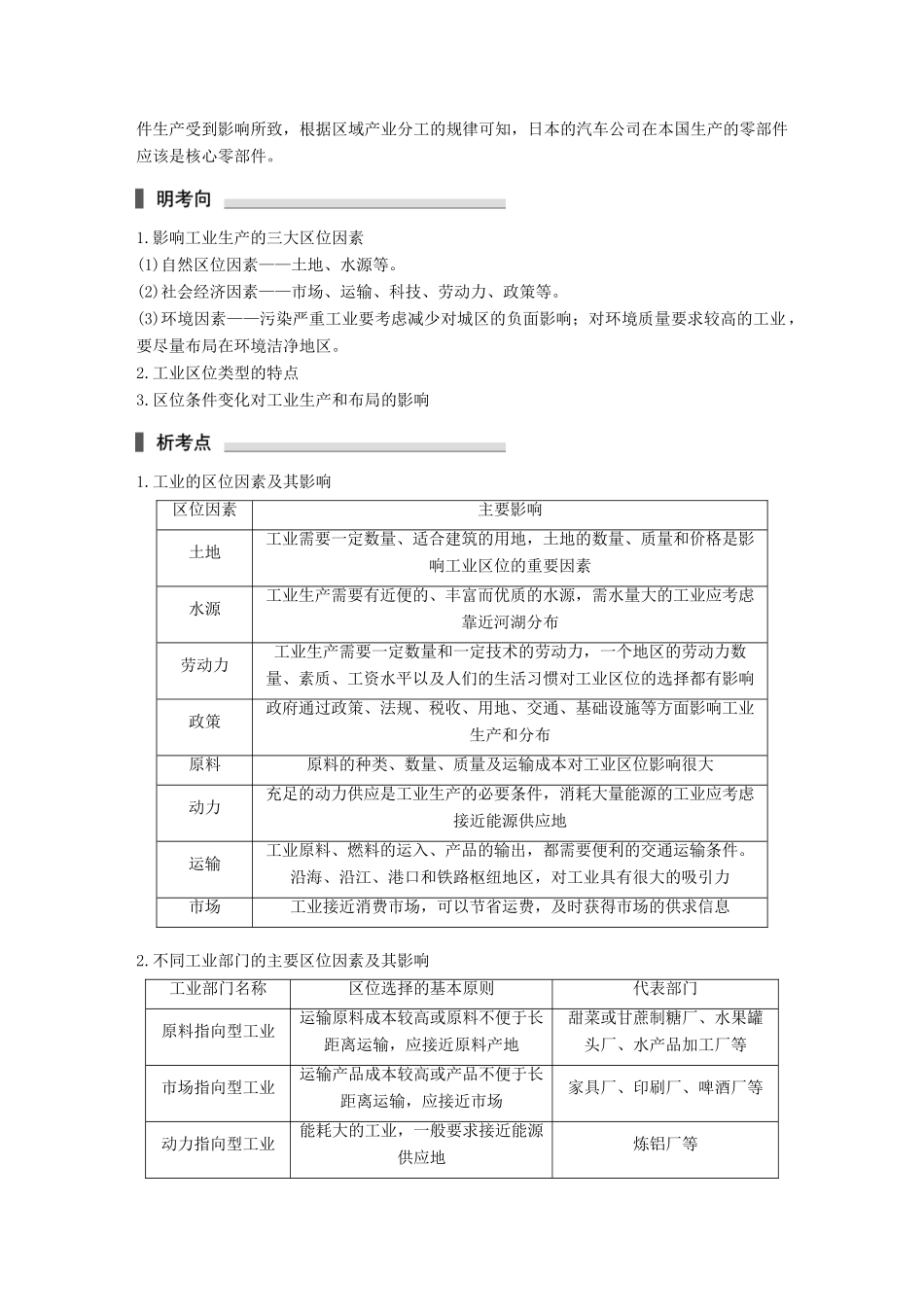 高考地理三轮冲刺 考前3个月 专题四 影响人类活动的区位因素 必考点13 工业区位因素-人教版高三地理试题_第3页