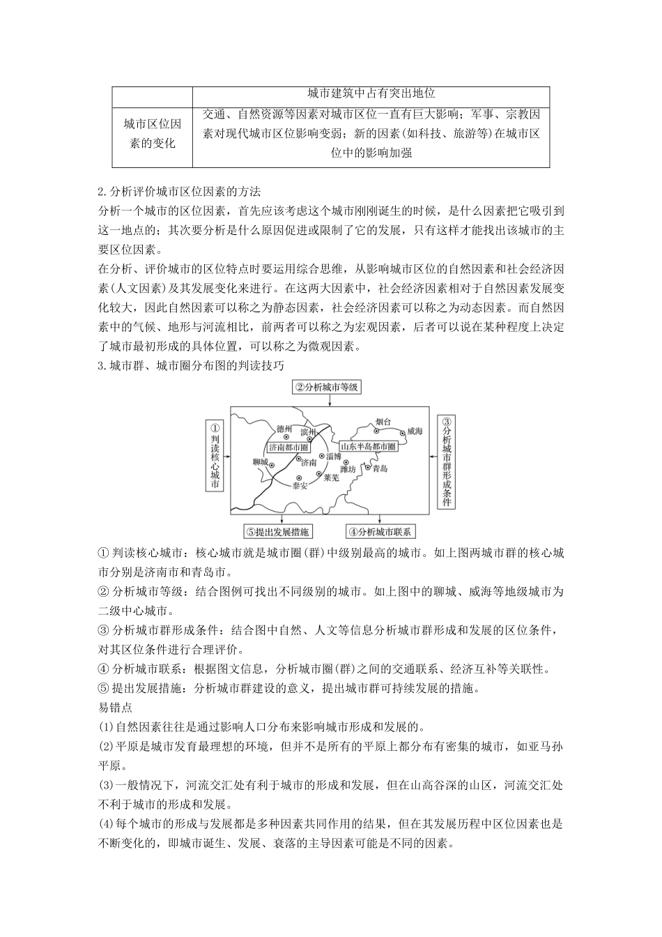 高考地理三轮冲刺 考前3个月 专题四 影响人类活动的区位因素 必考点14 城市区位因素-人教版高三地理试题_第3页