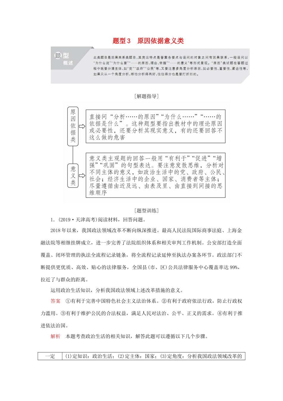高考政治二轮复习 专题培优第三编 二 非选择题题型突破 题型3作业（含解析）-人教版高三政治试题_第1页