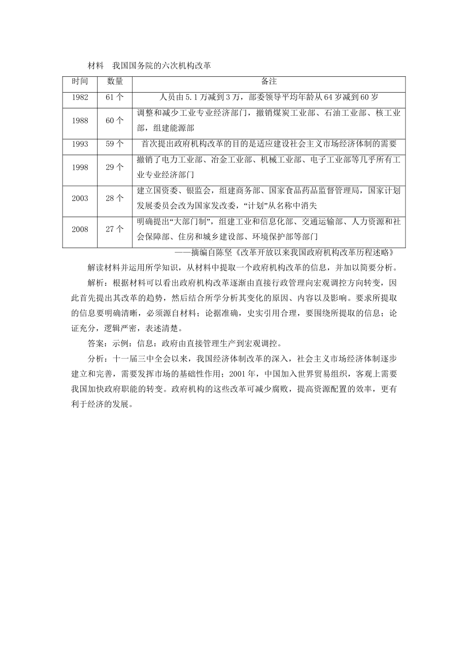 高考历史总复习 课时检测（二十二）新时期的改革开放-人教版高三历史试题_第3页