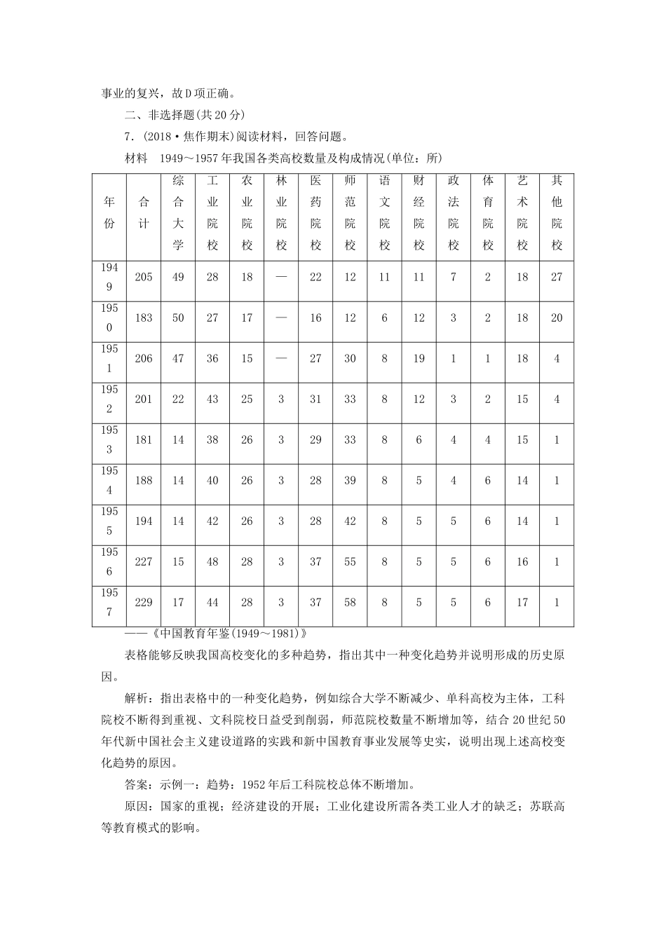 高考历史总复习 课时检测（二十六）现代中国的科学技术与文化教育-人教版高三历史试题_第3页