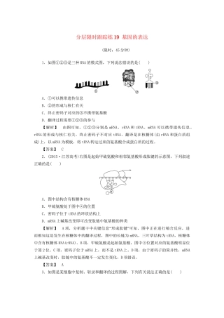 高考生物一轮复习 分层限时跟踪练19 基因的表达-人教版高三全册生物试题