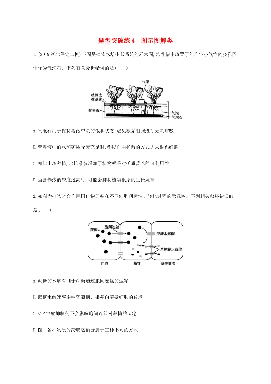 高考生物三轮冲刺 题型突破练4 图示图解类（含解析）-人教版高三生物试题_第1页