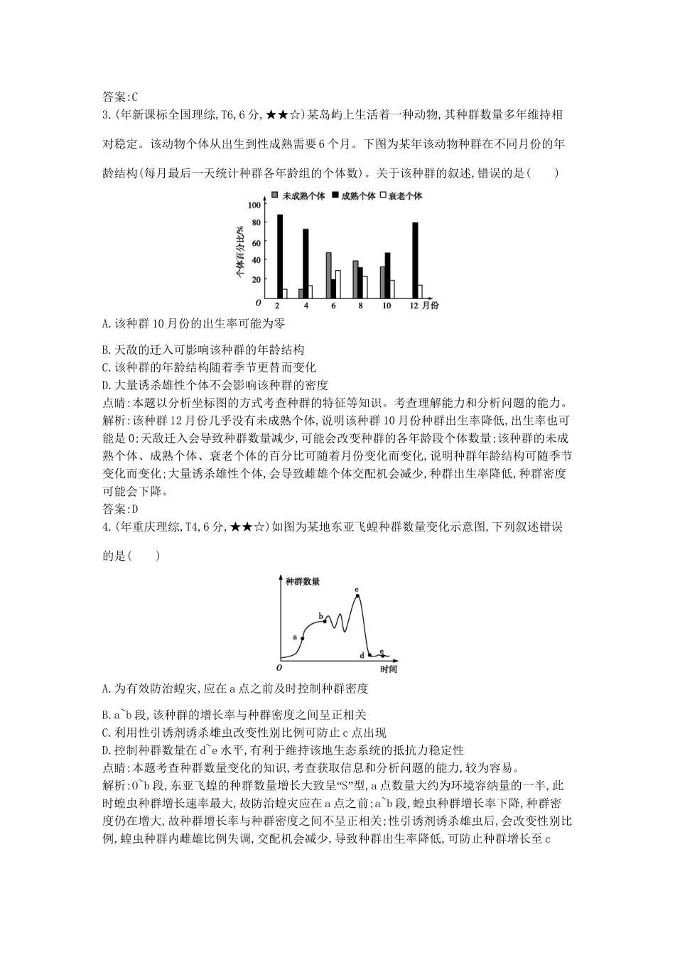 高考生物一轮复习高考题分类汇编 第8单元 生物与环境 专题 种群和群落（必修3）-人教版高三必修3生物试题_第2页