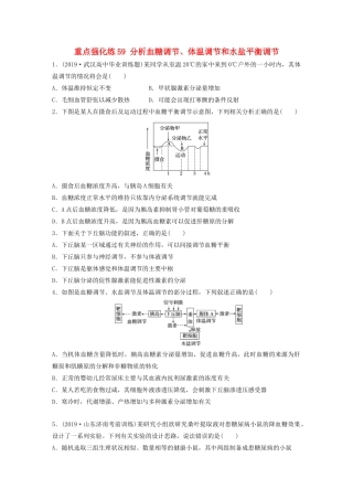 高考生物一轮复习 第八单元 重点强化练59 分析血糖调节、体温调节和水盐平衡调节（含解析）-人教版高三生物试题