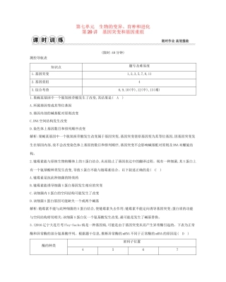 高考生物一轮复习 第七单元 生物的变异、育种和进化 第20讲 基因突变和基因重组-人教版高三生物试题