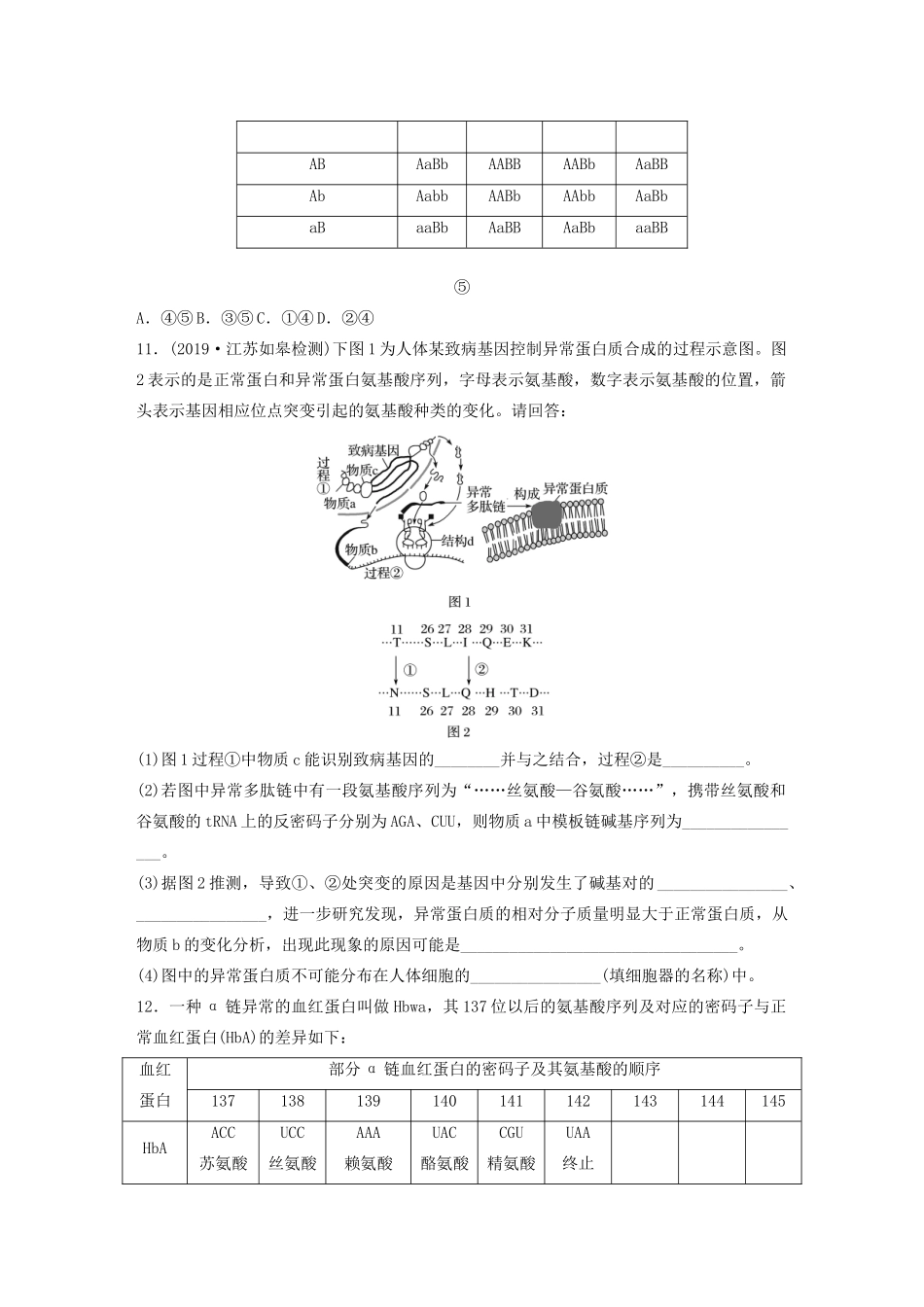 高考生物一轮复习 第七单元 重点强化练49 透析基因突变和基因重组的本质（含解析）-人教版高三生物试题_第3页