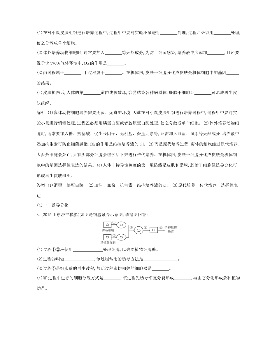 高考生物一轮复习 第十一单元 现代生物科技专题 第40讲 细胞工程-人教版高三生物试题_第2页