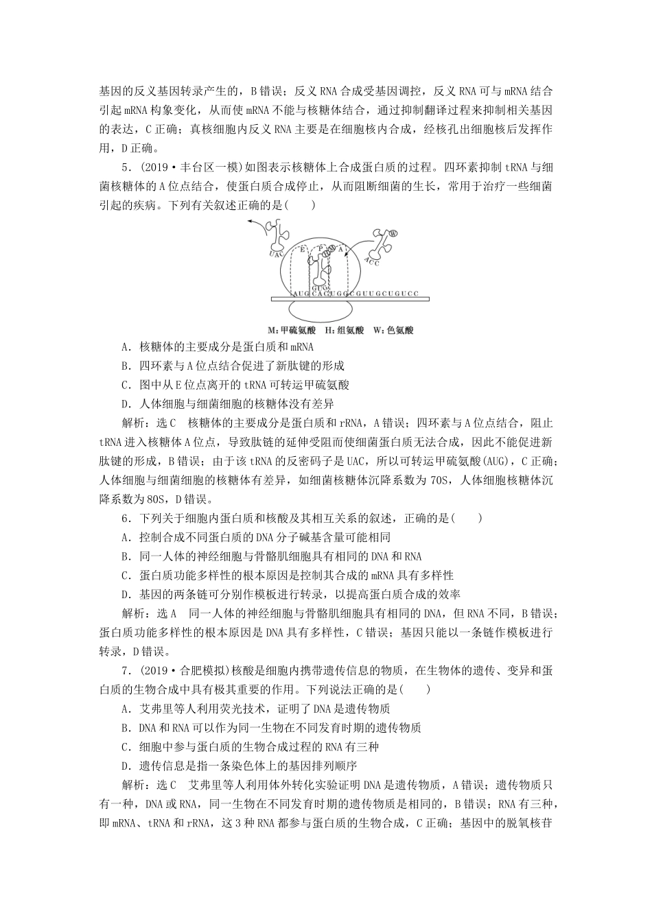 高考生物一轮复习 课时跟踪检测（二十二）基因的表达（含解析）-人教版高三生物试题_第2页