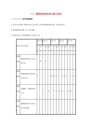 高考数学复习 专题七 解析几何 7.2 圆锥曲线的标准方程与性质练习 文-人教版高三数学试题