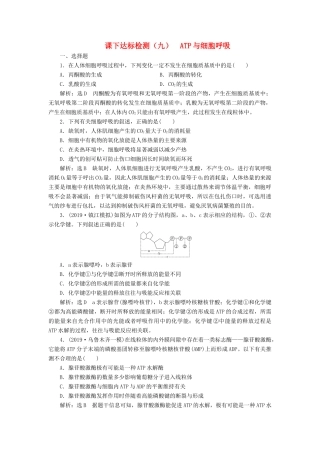 高考生物一轮复习 课下达标检测（九）ATP与细胞呼吸（含解析）-人教版高三生物试题