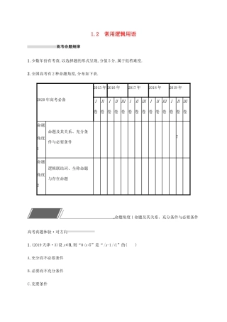 高考数学复习 专题一 高频客观命题点 1.2 常用逻辑用语练习 文-人教版高三数学试题