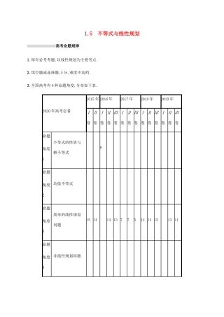 高考数学复习 专题一 高频客观命题点 1.5 不等式与线性规划练习 文-人教版高三数学试题