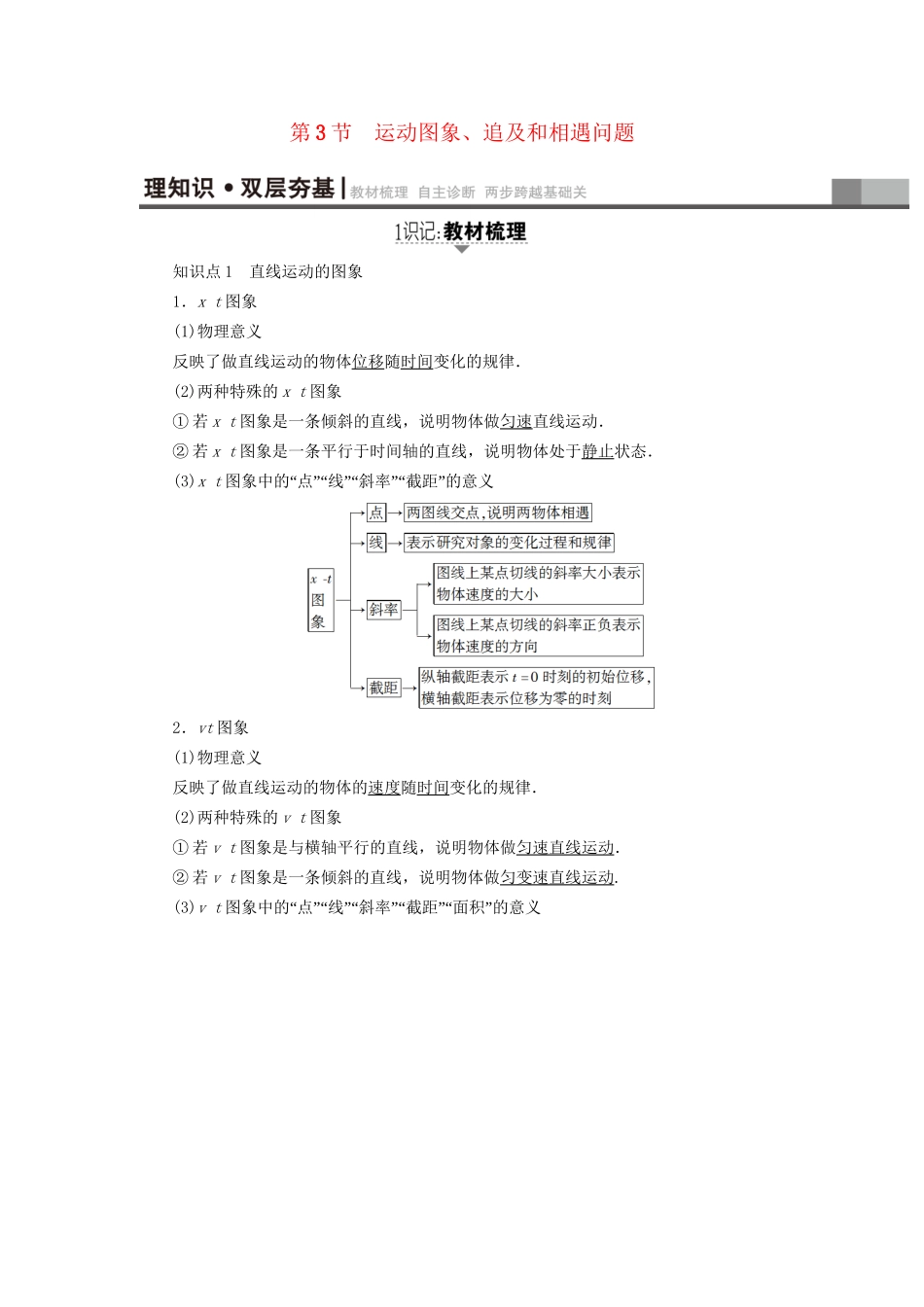 高考物理一轮复习 第1章 运动的描述 匀变速直线运动的研究  第3节 运动图象、追及和相遇问题用书-人教版高三物理试题_第1页