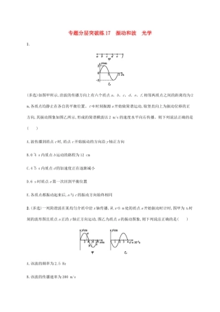 高考物理二轮复习 专题分层突破练17 振动和波 光学（含解析）-人教版高三全册物理试题