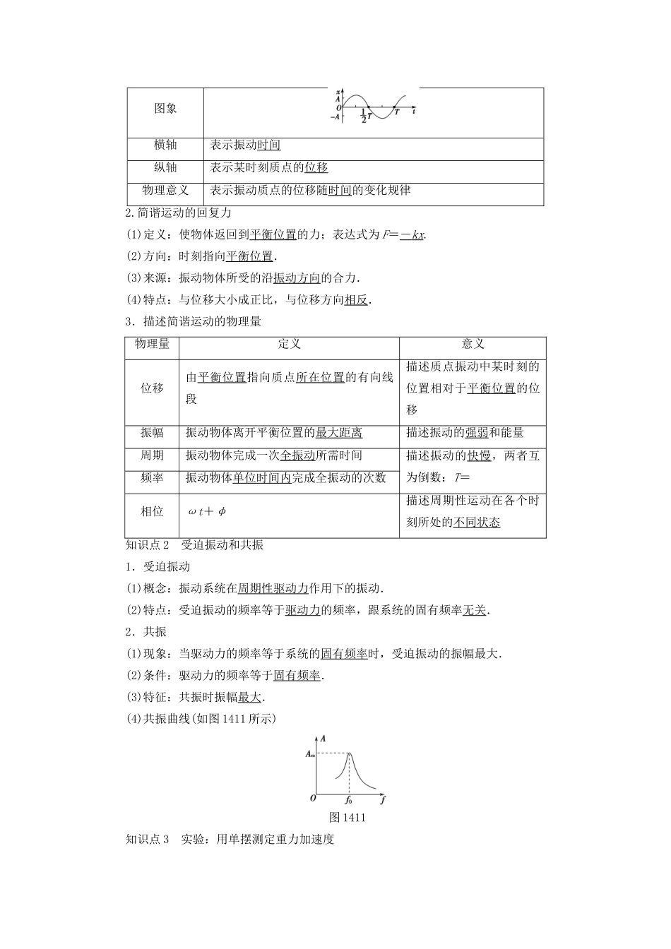 高考物理一轮复习 第14章 振动 波动 光 电磁波与相对论 第1节 机械振动用书-人教版高三物理试题_第3页