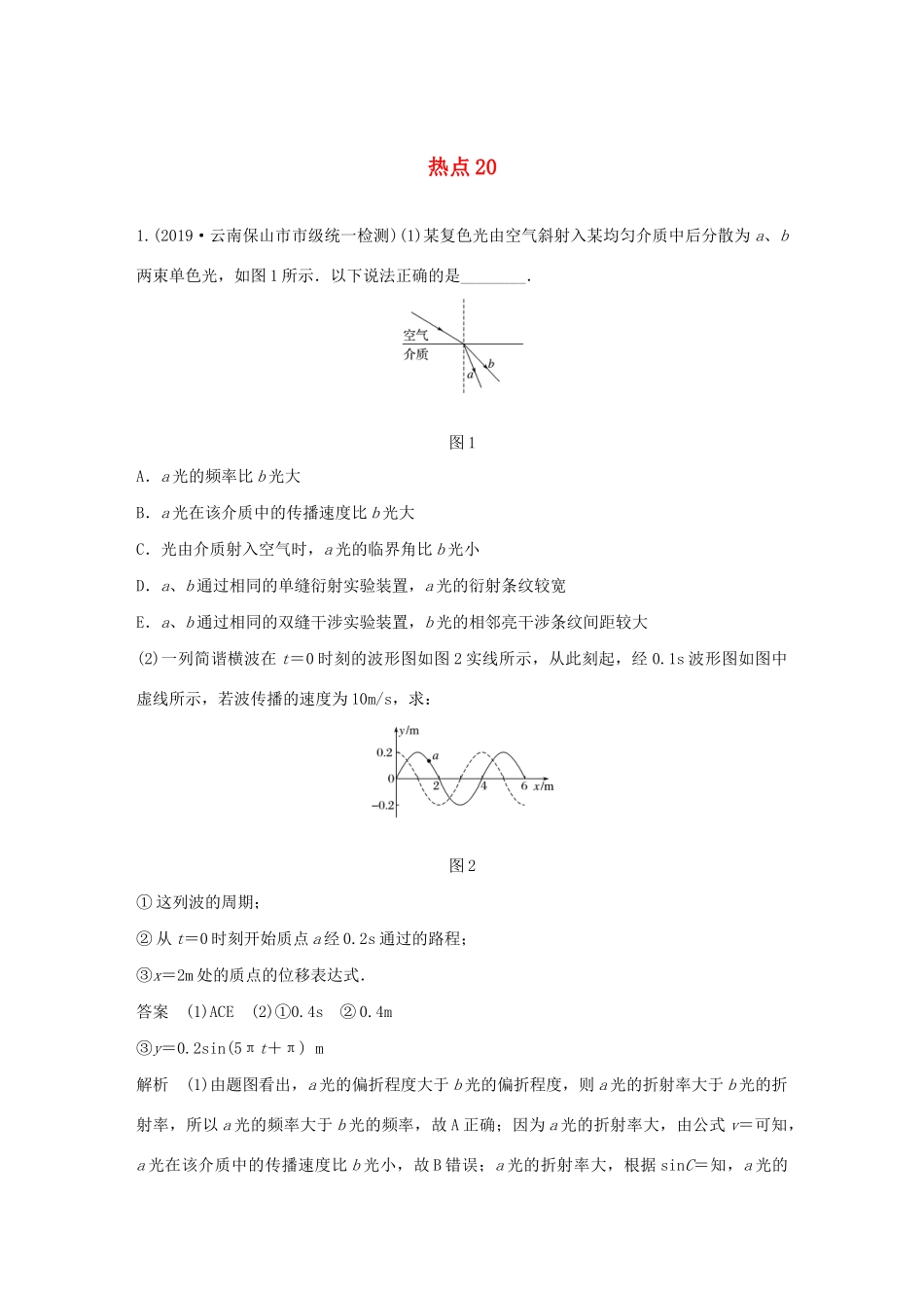 高考物理三轮冲刺 高考热点排查练热点20（含解析）-人教版高三全册物理试题_第1页