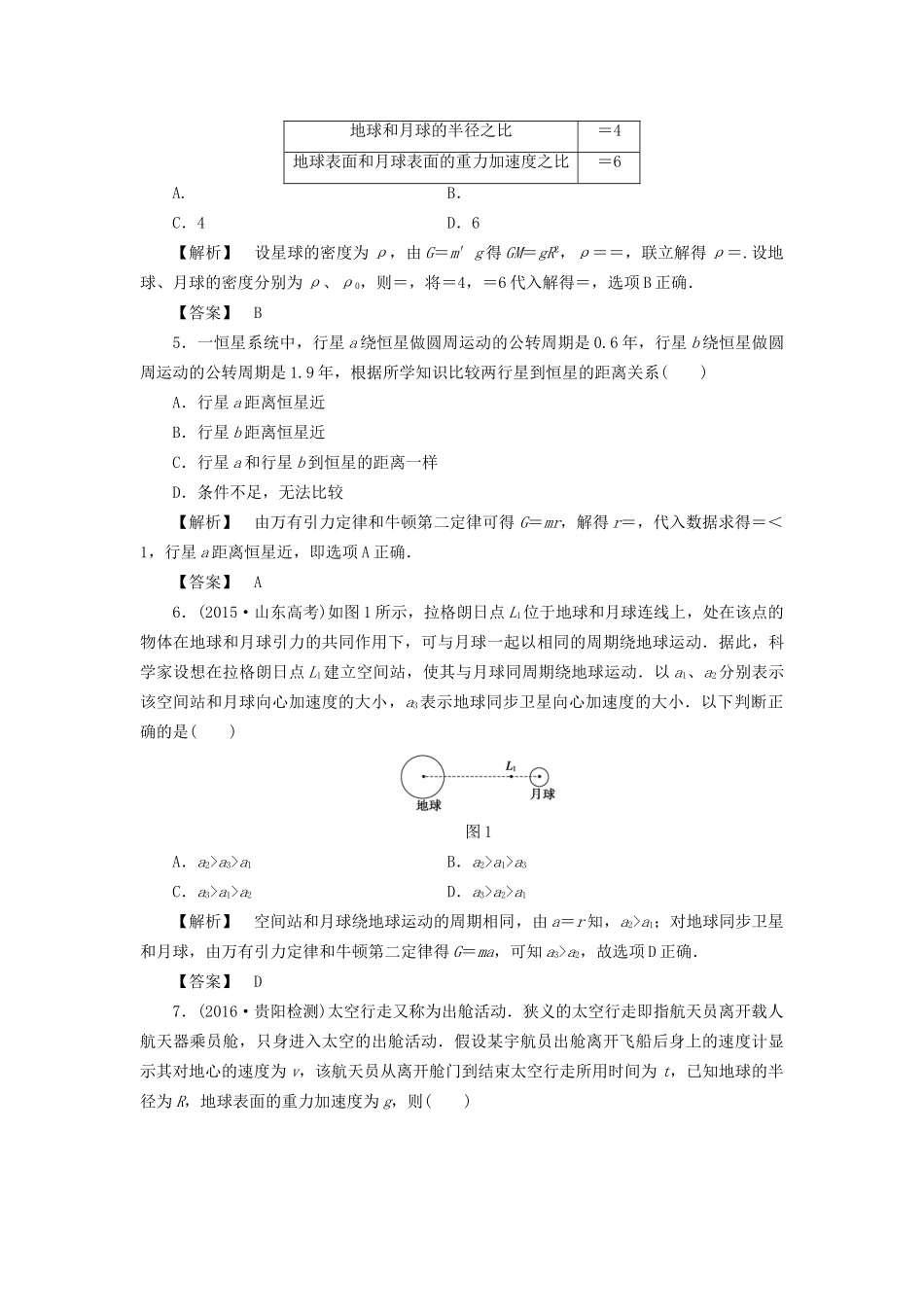 高考物理一轮复习 热点突破提升练4 万有引力定律的应用-人教版高三物理试题_第2页