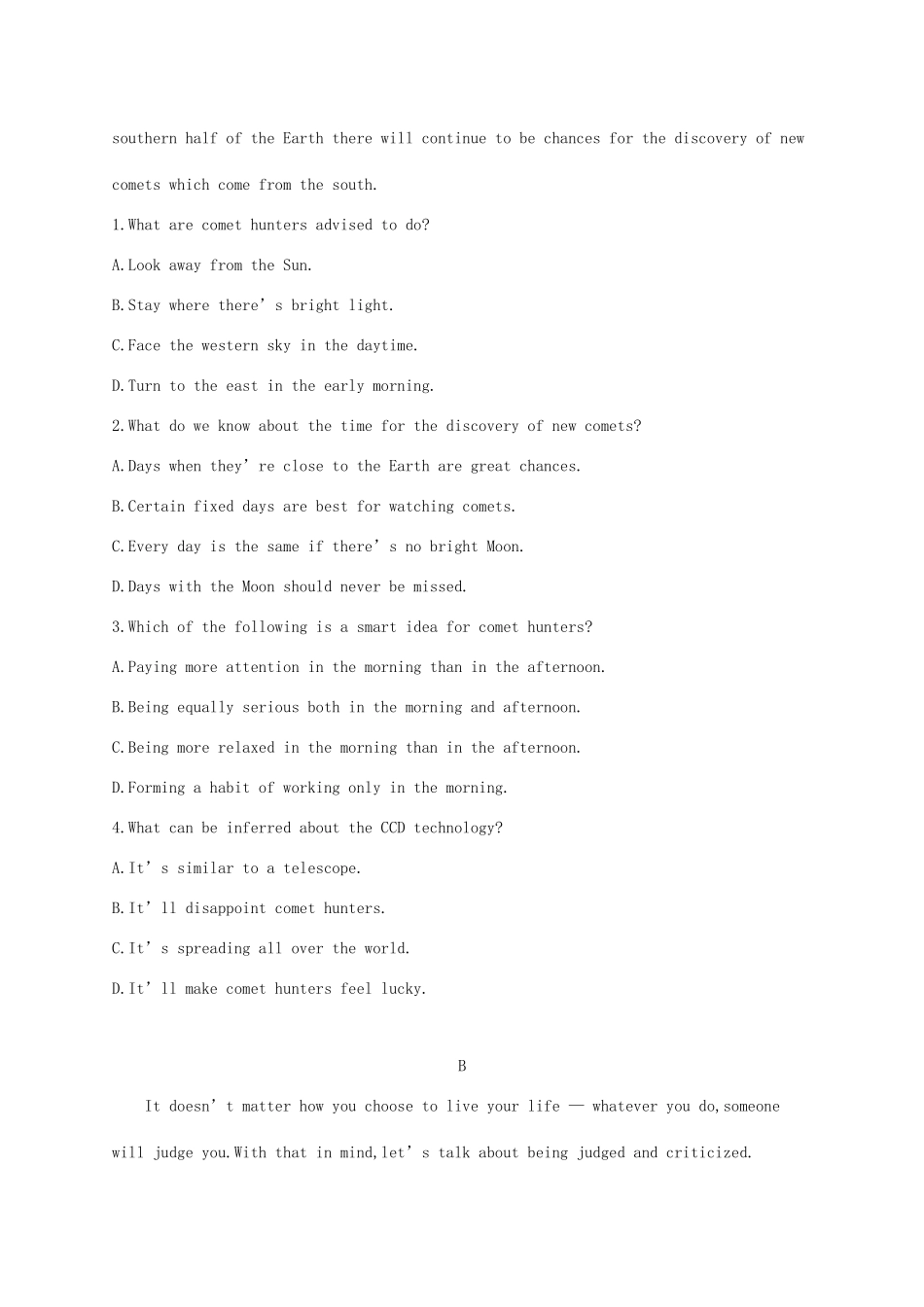 高考英语大一轮复习 限时规范练14 Unit 4 Astronomy the science of the stars 新人教版必修3-新人教版高三必修3英语试题_第2页