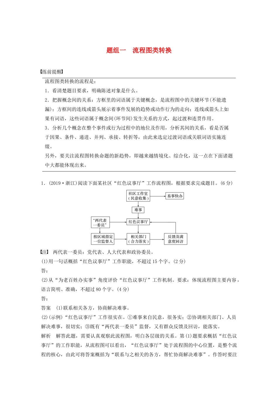 高考语文 考前保分专题1 语言表达 训练五 题组一 流程图类转换（含解析）-人教版高三语文试题_第1页