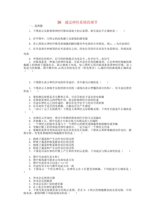 高考生物一轮复习 专题突破6 通过神经系统的调节定时跟踪检测（含解析）新人教版