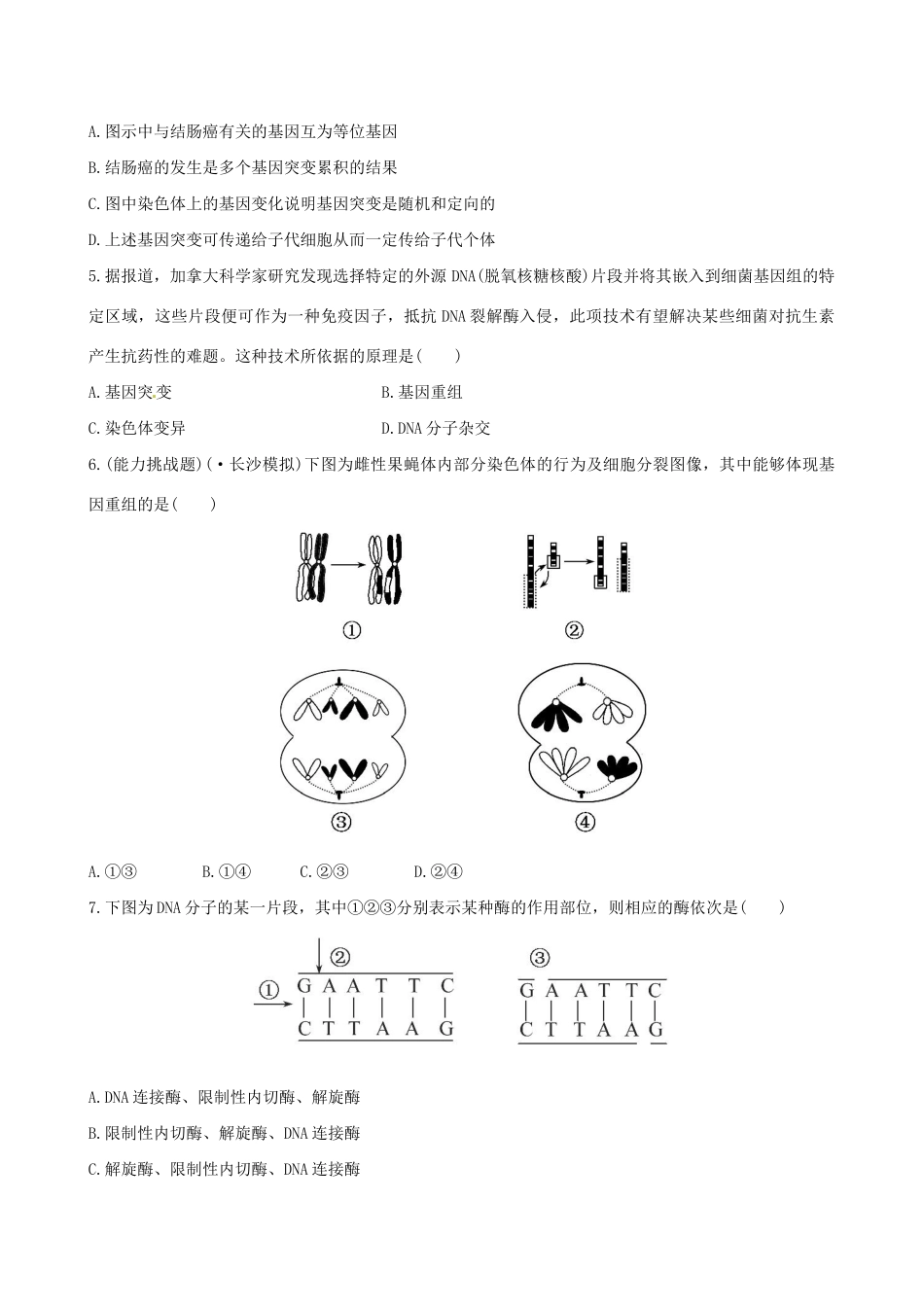 高考生物总复习 课时提升作业（二十）第4章 第4节基因突变和基因重组 苏教版必修2_第2页