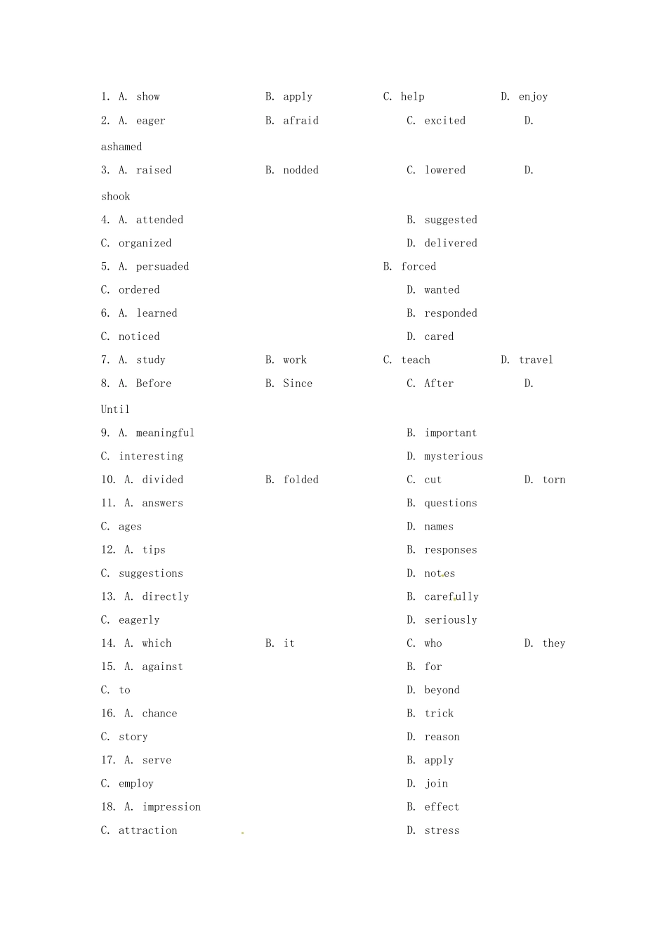 高考英语二轮专题突破检测 完形填空模拟_第2页