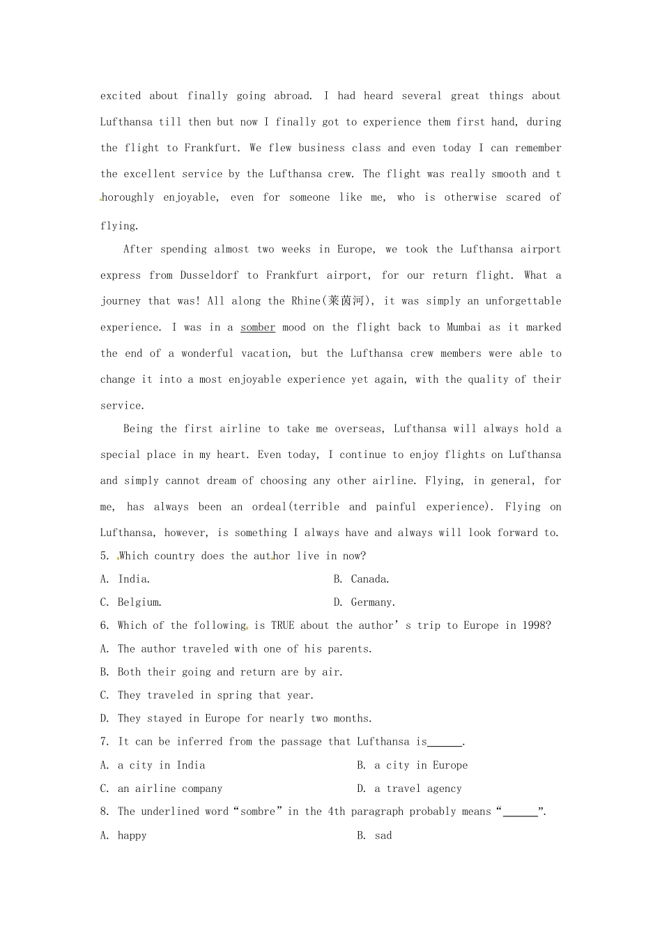 高考英语二轮专题突破检测 阅读理解模拟_第3页