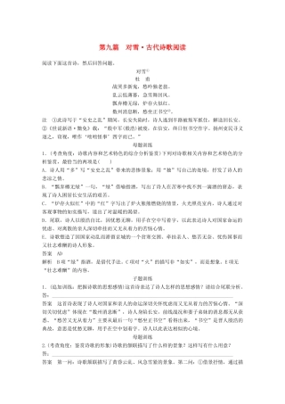 高考语文二轮复习 第一章 阅读母子题训练 第九篇 对雪 古代诗歌阅读-人教版高三全册语文试题
