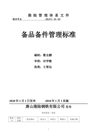 备品备件管理标准