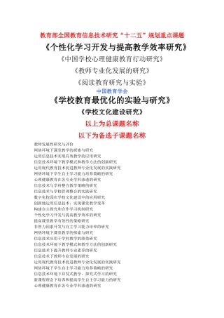 备选课题题目
