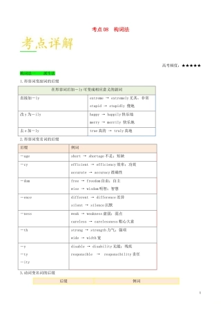 备战2019年高考英语-考点一遍过-考点08-构词法(含解析)