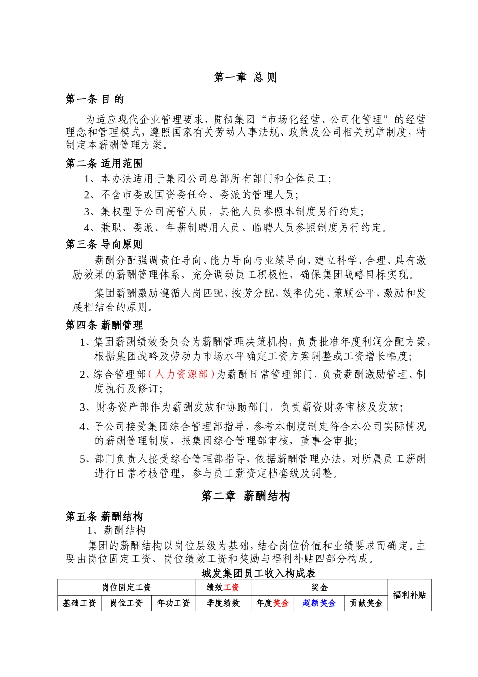 城发集团薪酬激励制度_第2页