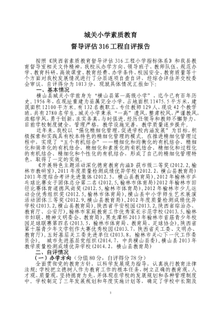 城关小学素质教育督导评估316工程自查报告