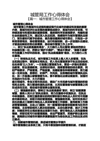 城管局工作心得体会