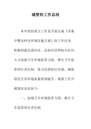 城管科工作总结
