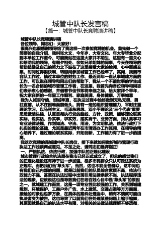 城管中队长发言稿