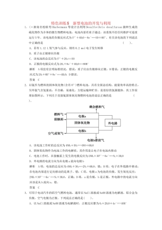高考化一轮复习 特色训练5 新型电池的开发与利用（含解析）