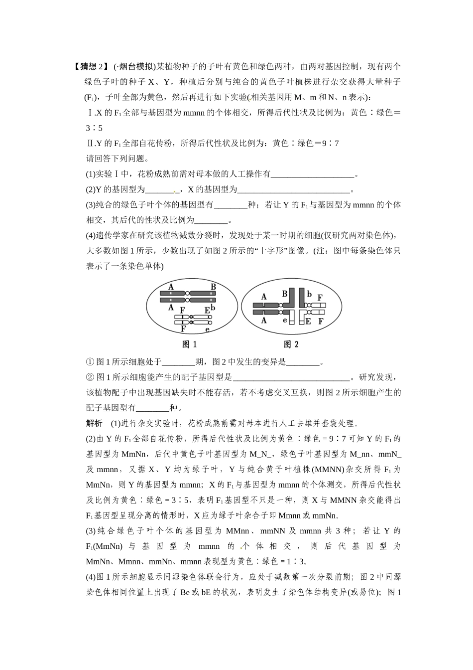 高考生物三轮高频考点 孟德尔定律、伴性遗传、人类遗传病与健康及相关概率计算考前猜题通关演练_第2页