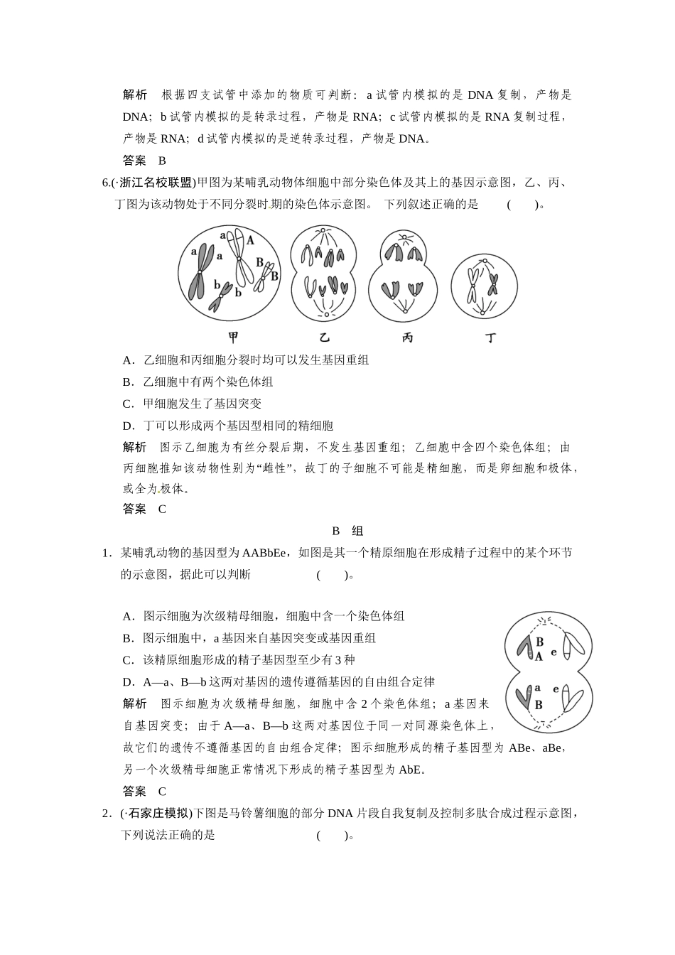 高考生物三轮高频考点 遗传的分子基础与细胞基础考前猜题通关演练_第3页