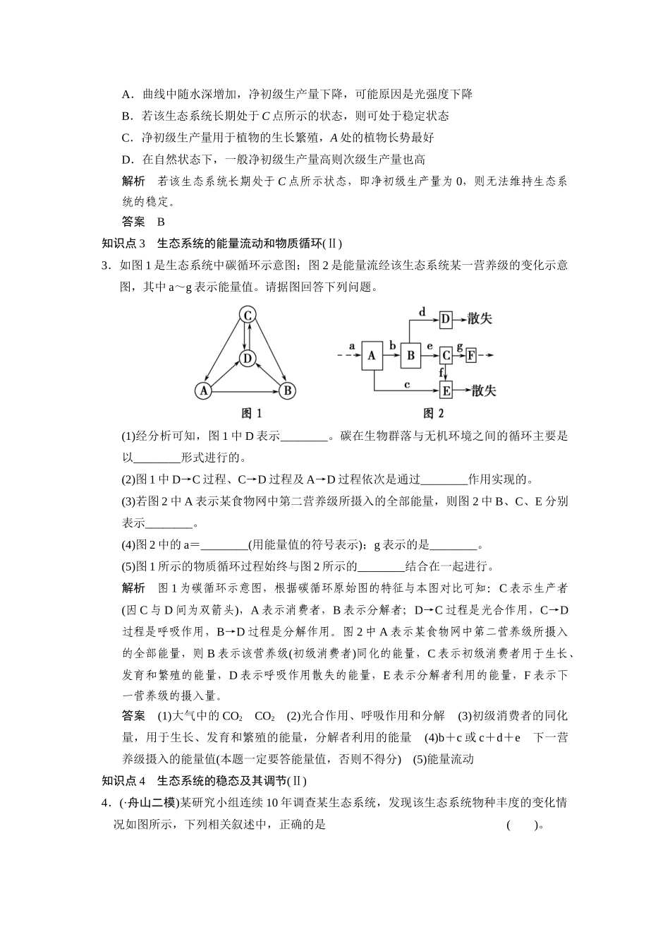 高三生物二轮冲刺盘查知识点 考纲对接演练 专题6 第2讲生态系统与环境保护_第2页