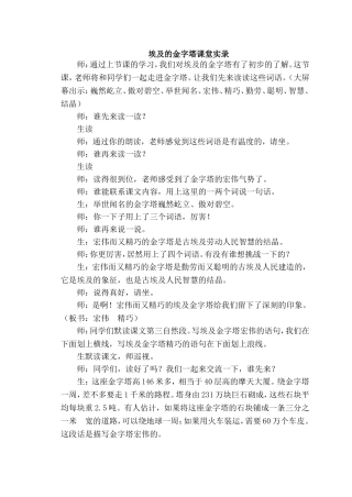 埃及的金字塔课堂实录记录