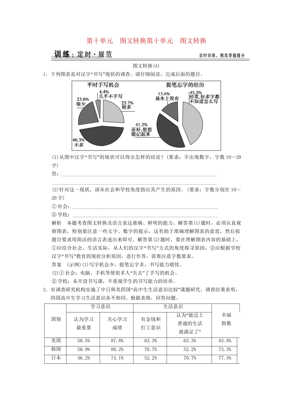 高考语文大一轮复习 110图文转换训练_第1页