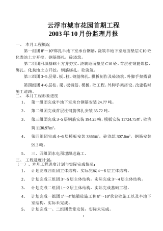 城市花园首期工程监理月报-陈军华