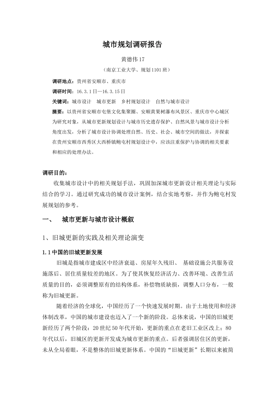 城市规划调研实习报告_第1页