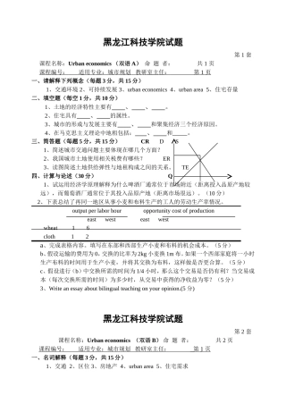 城市经济学试题1